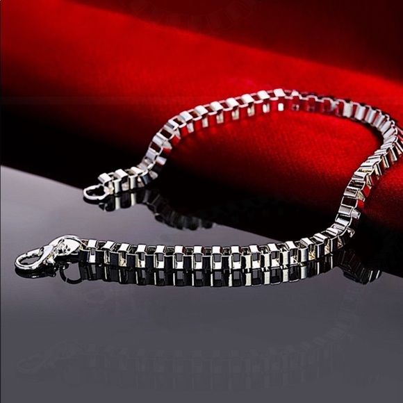 STERLING SILVER BOX CHAIN LINK NECKLACE BRACELET MATCHING SET - Picture 5 of 6